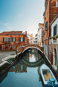white boat on grand canal Venice Italy thumbnail
