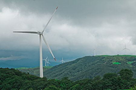 high angle photography of white windmills thumbnail