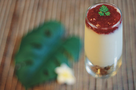 selective focus and food photography of strawberry milkshake thumbnail