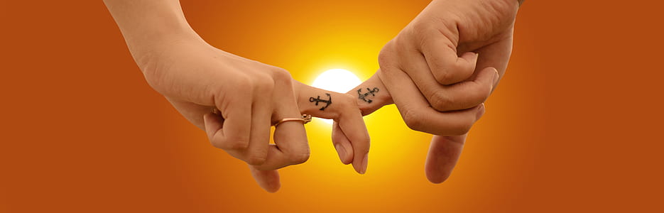 two person's index finger with anchor tattoo thumbnail