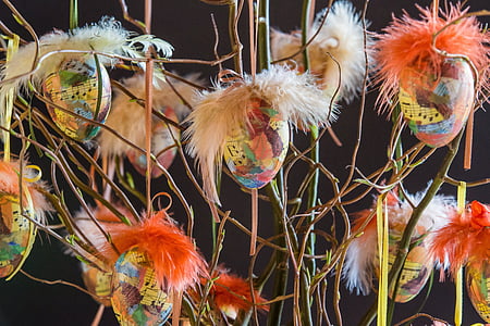 multicolored note print fur decors on twigs thumbnail