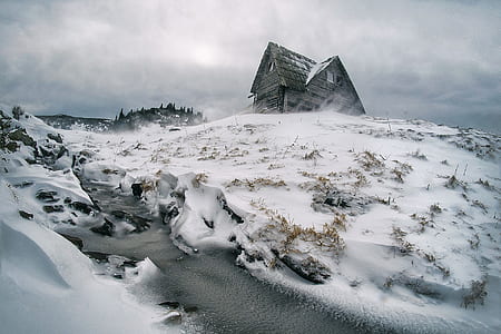 Gray House Surrounded by Snow thumbnail