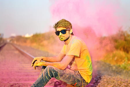 Man in T-Shirt and Jeans and Sunglasses Color Power thumbnail