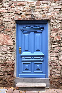blue wooden door closed during daytime thumbnail