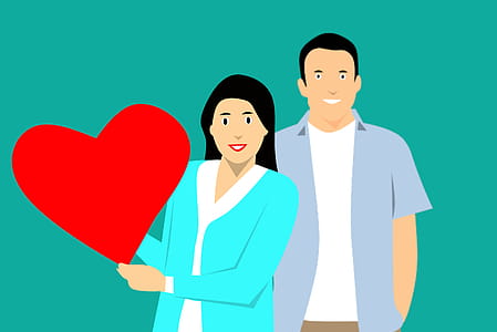 Illustration of happy couple in love. thumbnail