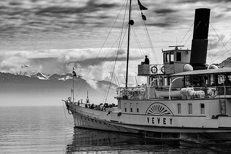 Grayscale Photography of Yevey Sail Boat thumbnail