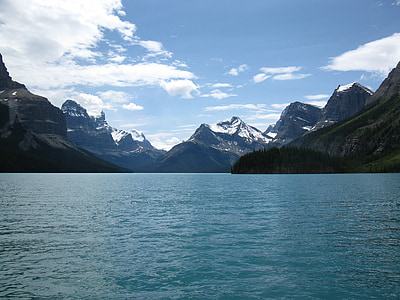 lake near mountains under blue sky thumbnail