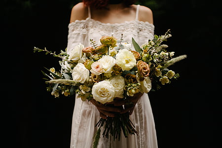 woman holding rose flower bouquet thumbnail