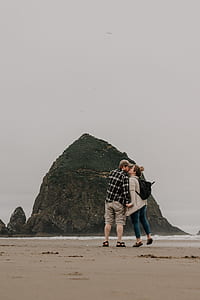 man and woman kissing on seashore thumbnail
