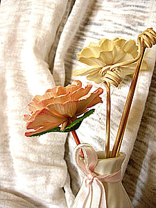 brown and white artificial flower with vase decor nb thumbnail