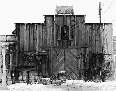 grayscale photo of house during daytime thumbnail