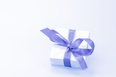 White Box With Purple Ribbon thumbnail