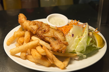 plate of straight-cut fries and chicken thumbnail