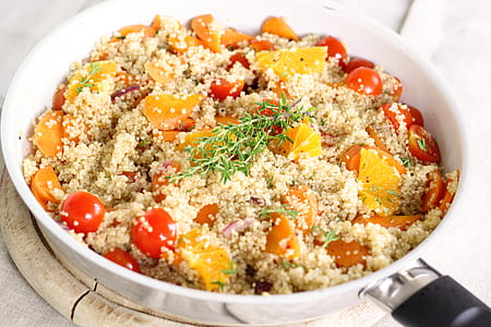 cooked food with tomatoes on pan thumbnail