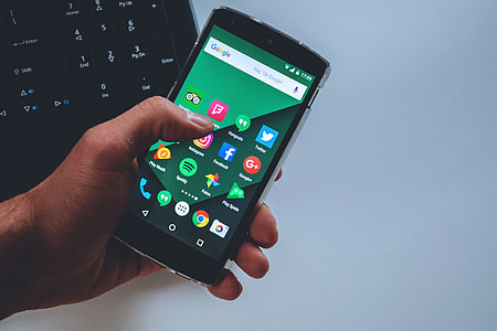 Social Media app icons on mobile smartphone thumbnail