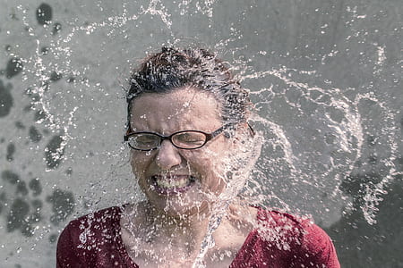 woman splashed by water thumbnail