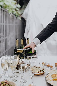Glasses with white wine and champagne thumbnail