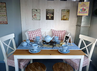 teal tea pot and teacup set thumbnail
