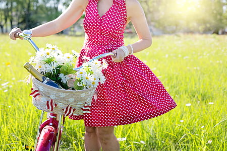 woman holding gray city bike thumbnail