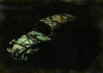 parked green Volkswagen Beetle coupe thumbnail