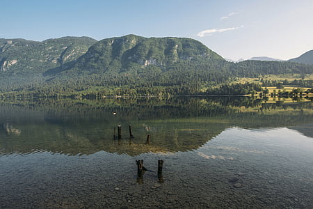 mountain near river at daytime thumbnail
