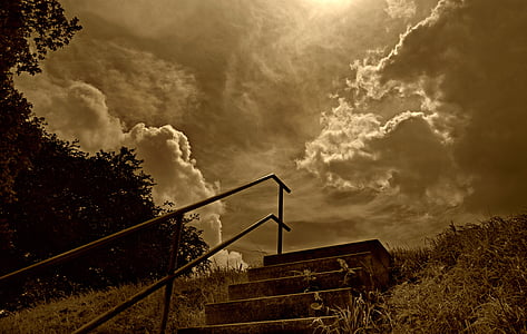 gray concrete stairs with gray metal handrail thumbnail