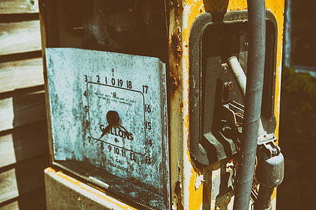 An old abandoned gas pump sits disused in Kent in England. Image captured with a Canon 5D DSLR thumbnail