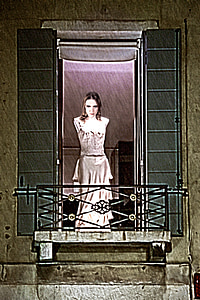 woman standing on opened window illustration thumbnail