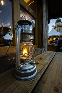 lighted gas lantern on window thumbnail