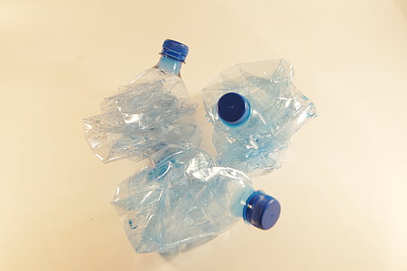 three blue plastic bottles thumbnail