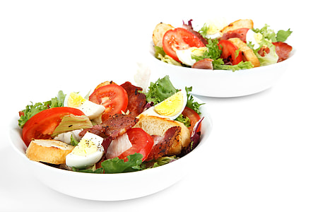 white, ceramic, bowls, bacon, bowl, cuisine thumbnail