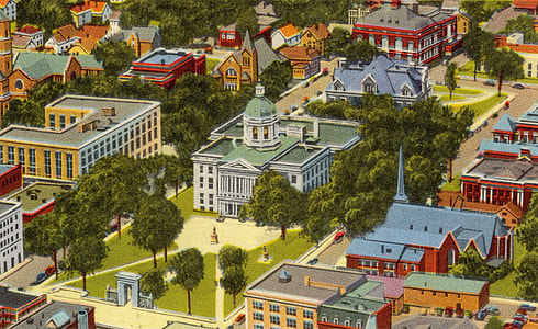 Aerial view of state and city buildings, Concord, New Hampshire thumbnail