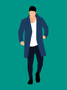 Illustration of man wearing a long coat. thumbnail