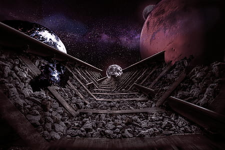 planets and tunnel wallpaper thumbnail