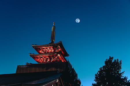 brown and black 2-storey house under full moon thumbnail