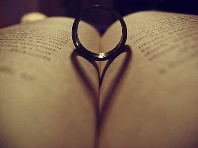 silver ring in between book pages thumbnail