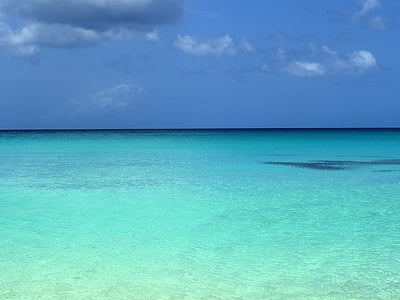 teal sea under blue sky thumbnail