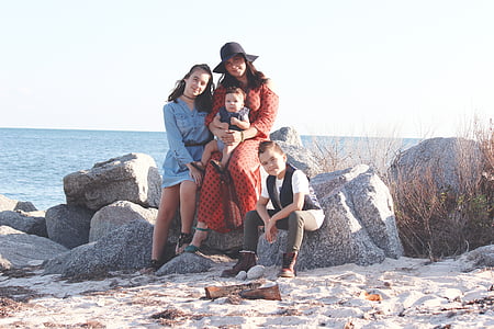 group of people taking groupie near ocean during daytime thumbnail