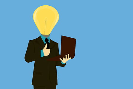 Illustration of man full of ideas with laptop thumbnail
