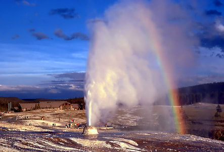 Rainbow over the Geyser in Yellowstone National Park, Wyoming thumbnail