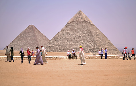 people walking near Great Pyramid of Giza, Egypt thumbnail