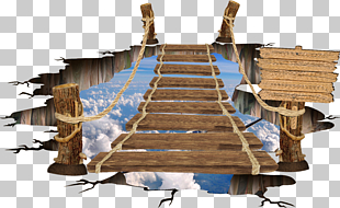 Floor Sticker Wall decal Vinyl composition tile, 3D Deck, brown wooden bridge illustration PNG clipart