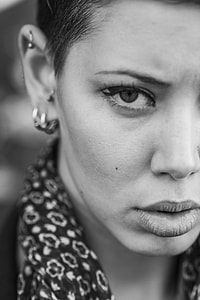 gray scale close up photography of woman thumbnail