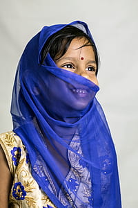 girl wearing blue hijab veil smiling thumbnail