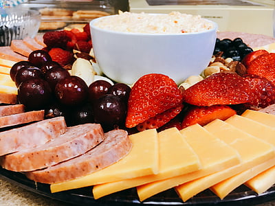 plate of fruits and cheese thumbnail