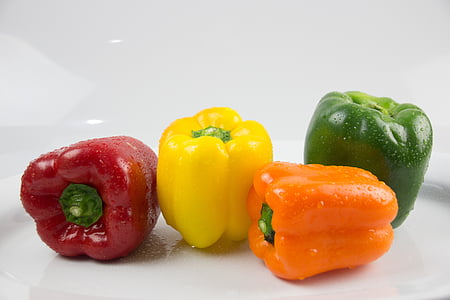 four assorted-color bell peppers thumbnail