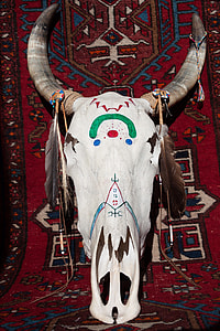 white animal skull with paint on carpet thumbnail