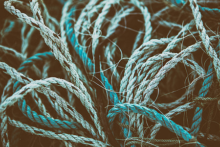 Close-up shot of fishing rope texture, image captured in Deal, Kent, England thumbnail