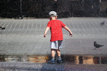 boy standing on floor near the water thumbnail