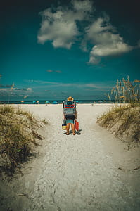 Man in Black Top on White Sand thumbnail